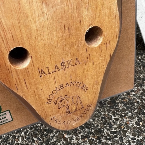 NWT Moose Solid Wood Salad Pasta Servers Ulu Company Sustainable Alaska - Picture 5 of 8